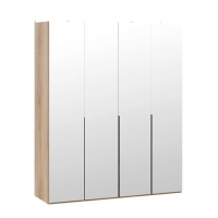 Шкаф для одежды Порто 580 с 4 зеркальными дверями (Яблоня Беллуно, Графит софт)